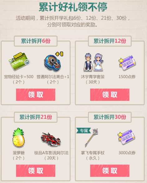 QQ飞车拆红包赢点券、掌飞开学季活动