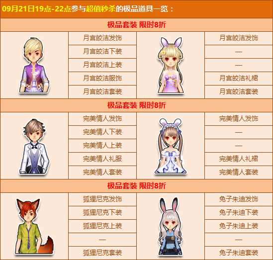 QQ飞车萌趣兔耳朵系列套装9月21日限时8折开售
