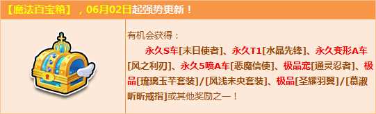 QQ飞车魔法百宝箱强势更新 赢永久S末日使者